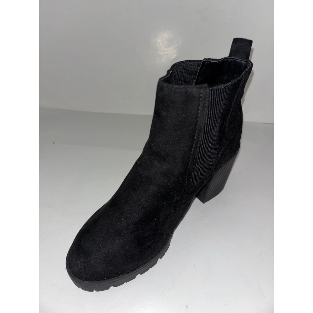 Topshop Pull-On‎ Black Heeled Sock Ankle Booties Women 8.5 Casual Outdoor Work